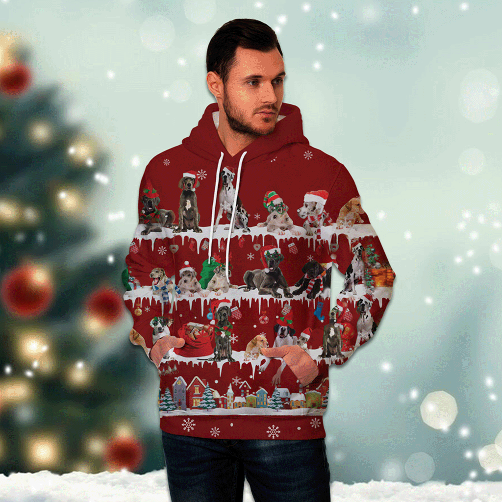 Great Dane - Snow Christmas - 3D Hoodie
