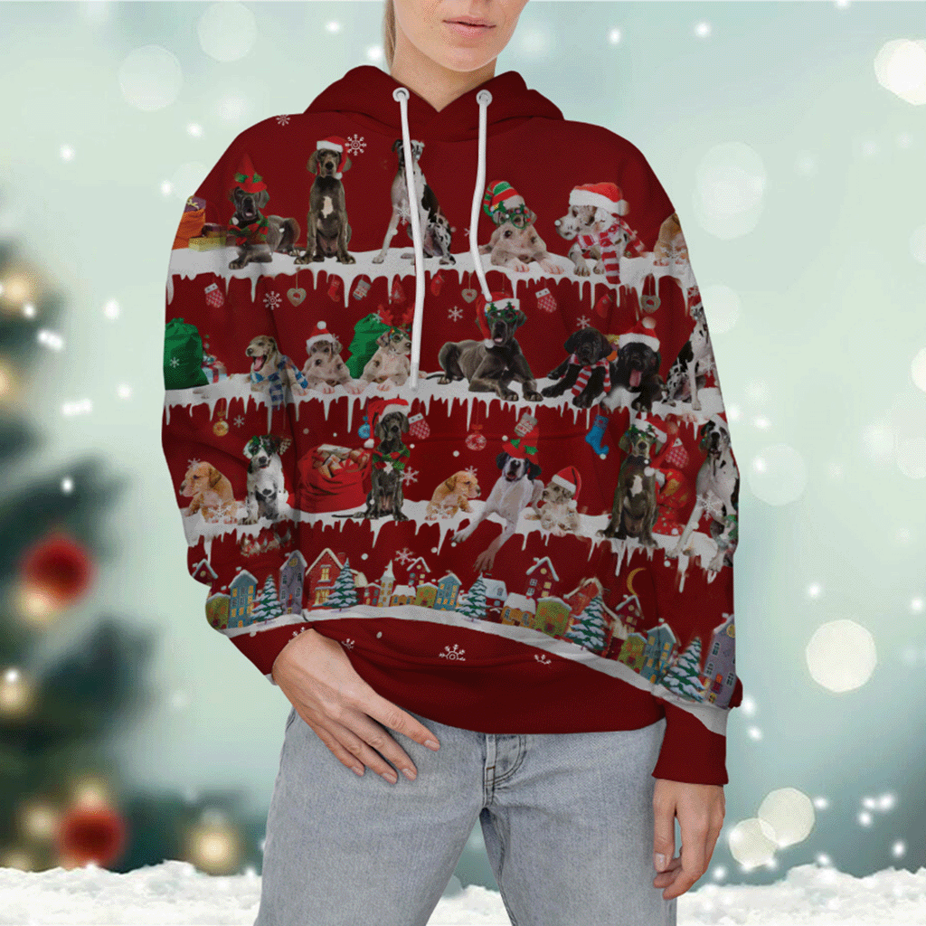 Great Dane - Snow Christmas - 3D Hoodie