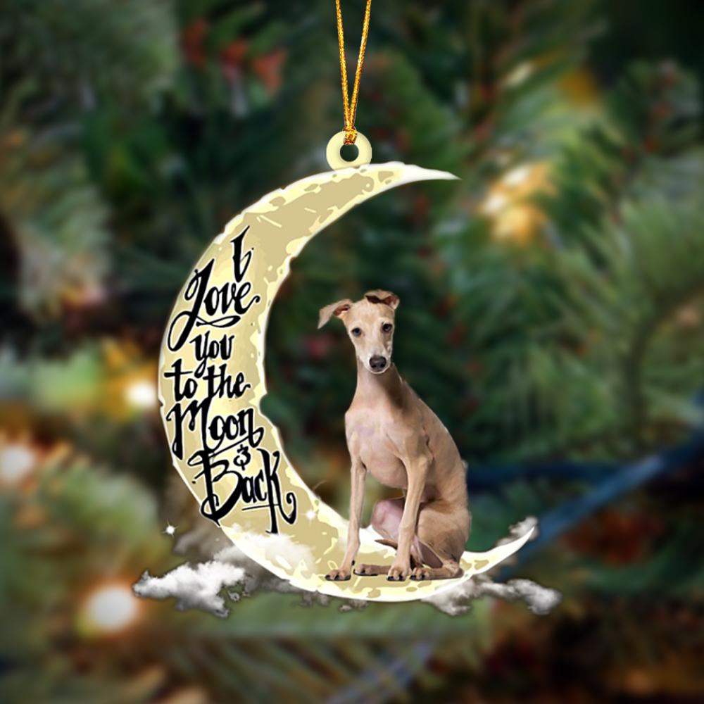 Greyhound I Love You To The Moon And Back Hanging Ornament