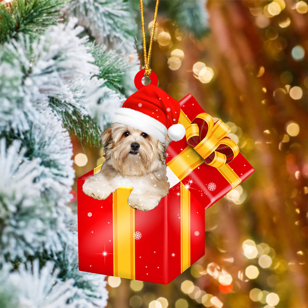 Havanese In Red Gift Box Christmas Ornament