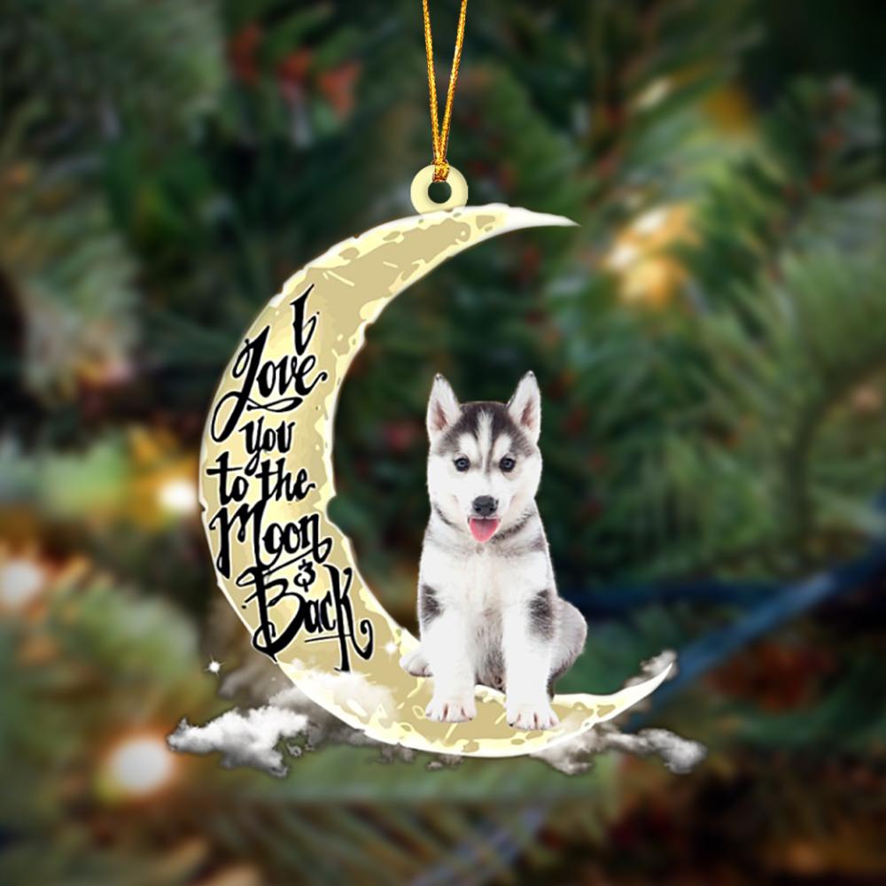 Husky I Love You To The Moon And Back Hanging Ornament