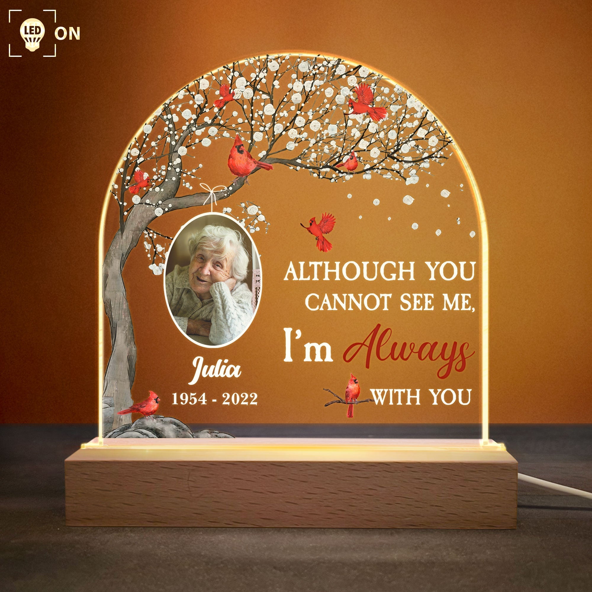 I Am Always With You - Personalized 3D LED Light Wooden Base - Memorial, Loving Gift For Family With Loss Ones, Husband & Wife, Grandparents, Siblings