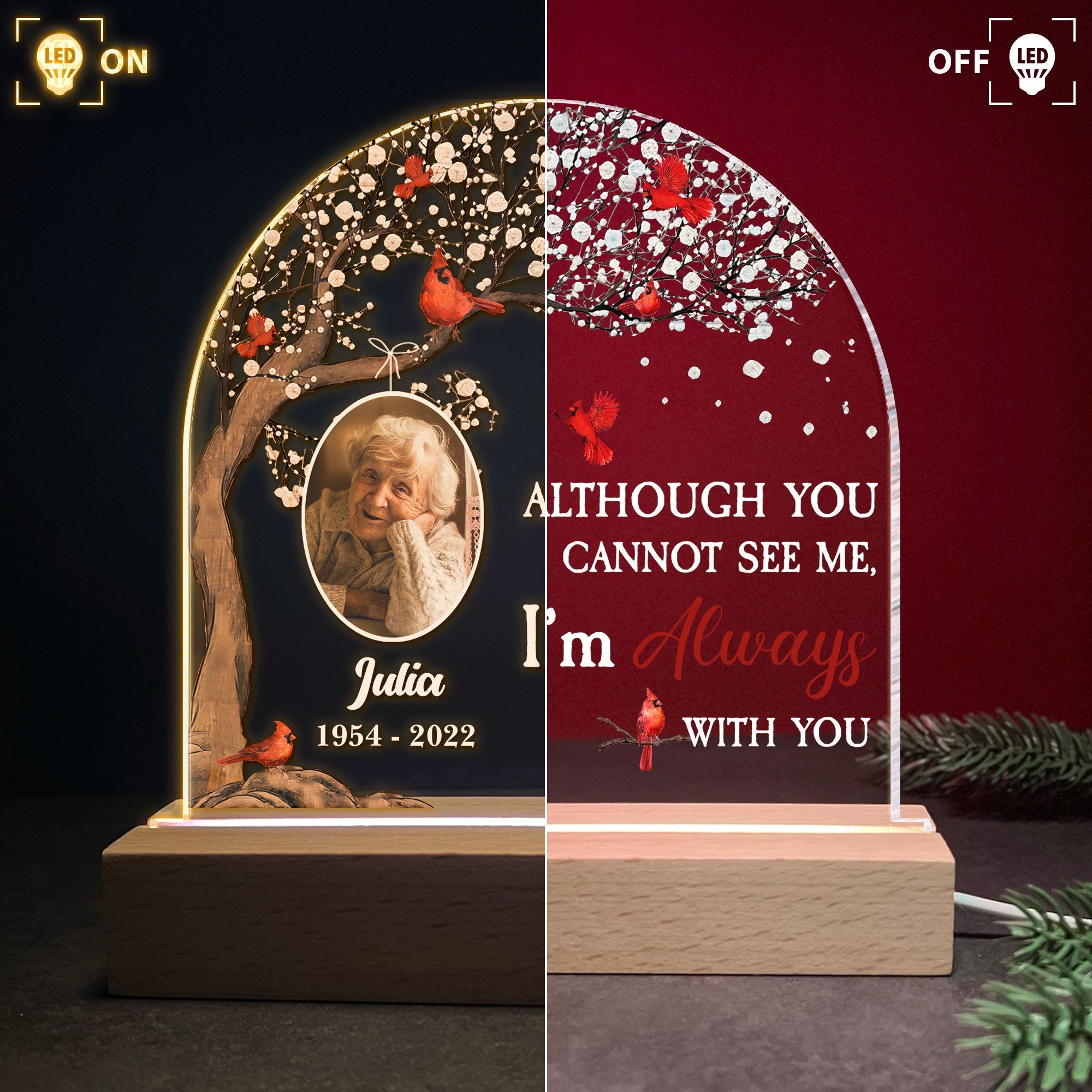 I Am Always With You - Personalized 3D LED Light Wooden Base - Memorial, Loving Gift For Family With Loss Ones, Husband & Wife, Grandparents, Siblings