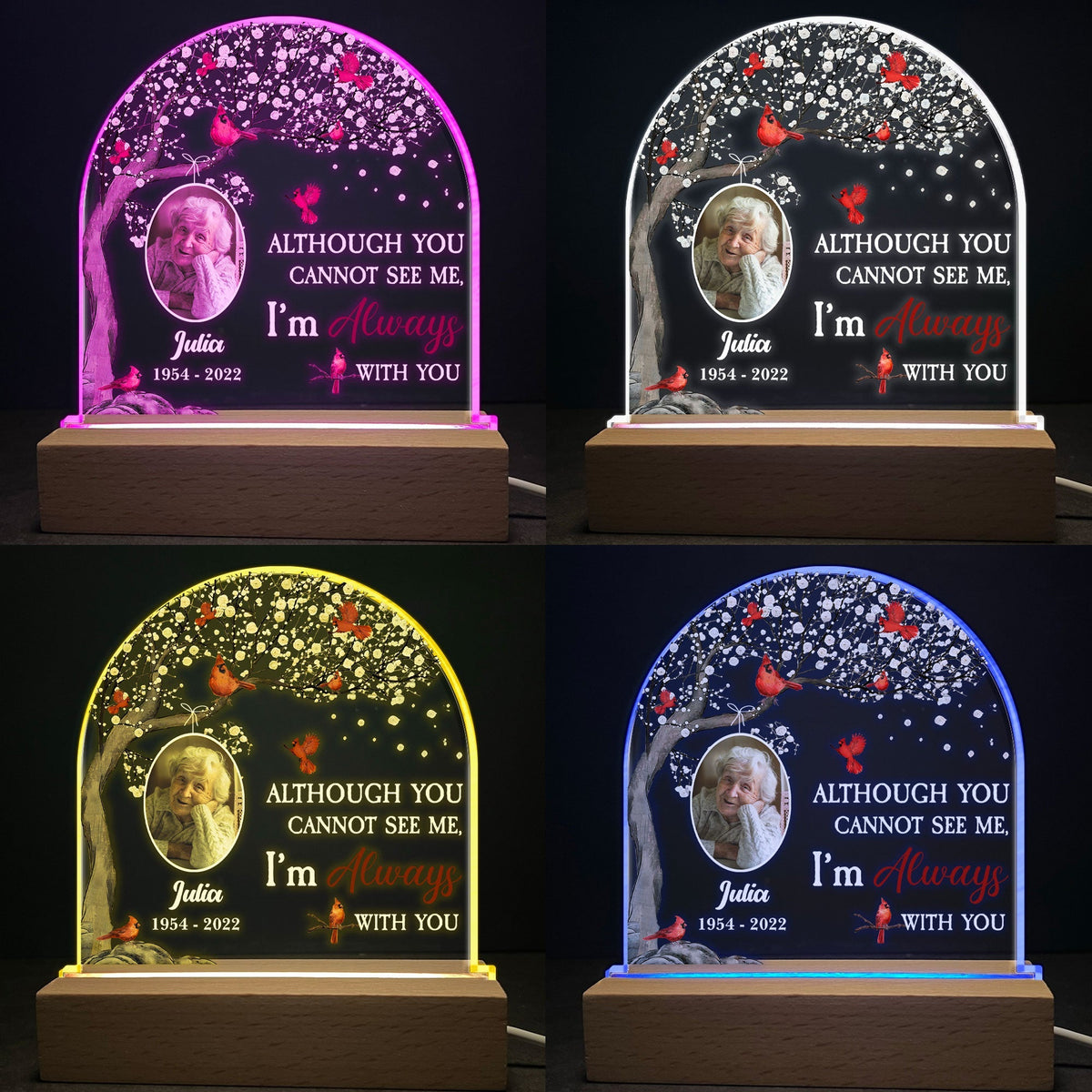 I Am Always With You - Personalized 3D LED Light Wooden Base - Memorial, Loving Gift For Family With Loss Ones, Husband & Wife, Grandparents, Siblings