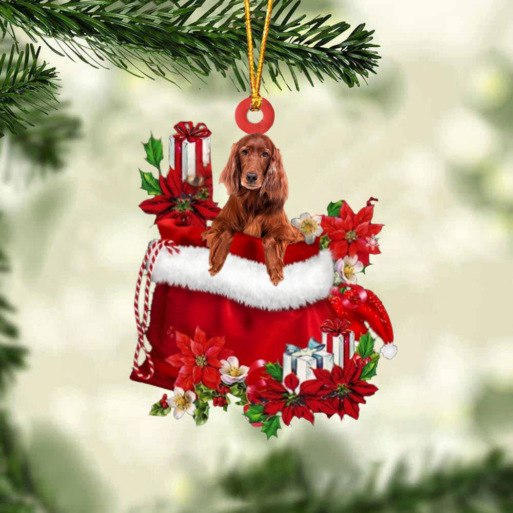 Irish Setter In Gift Bag Christmas Ornament