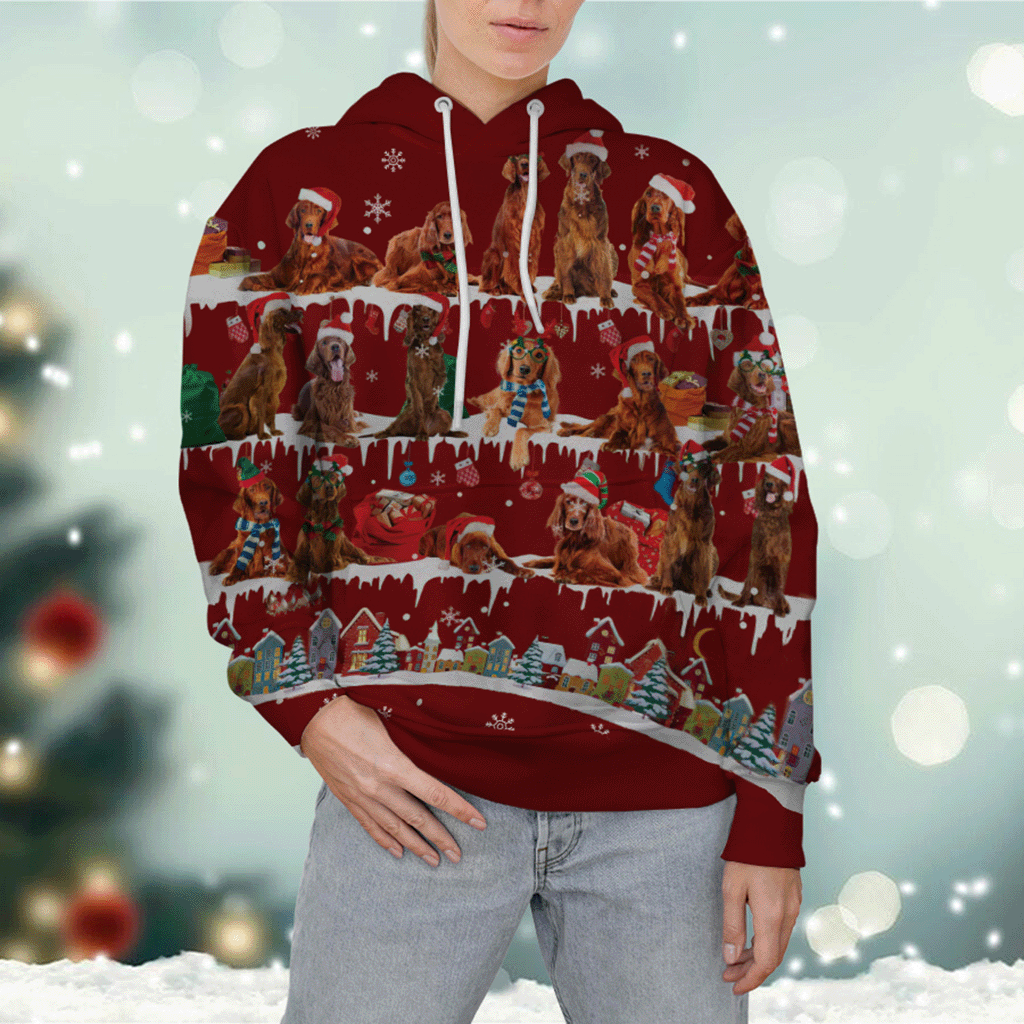 Irish Setter - Snow Christmas - 3D Hoodie