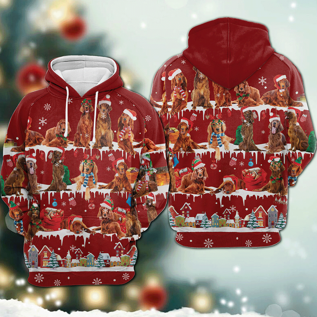 Irish Setter - Snow Christmas - 3D Hoodie