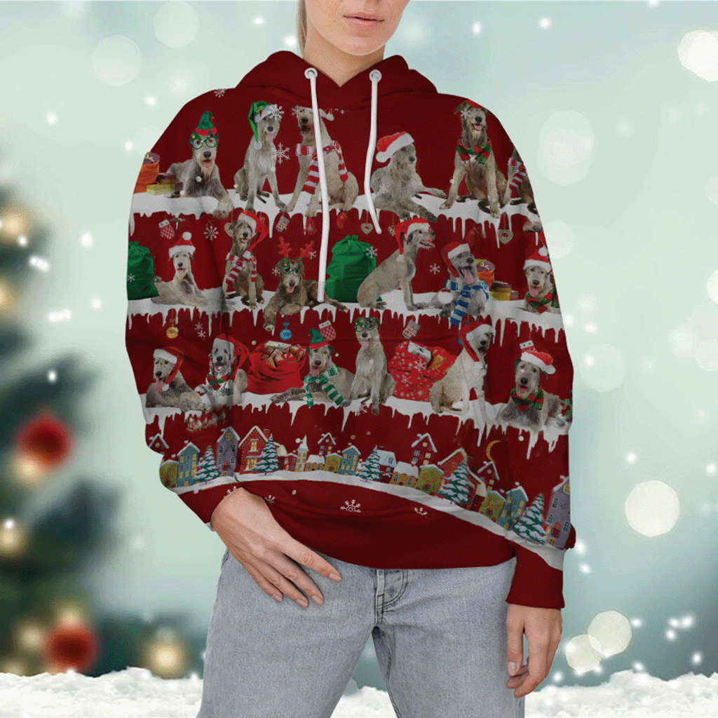 Irish Wolfhound - Snow Christmas - 3D Hoodie