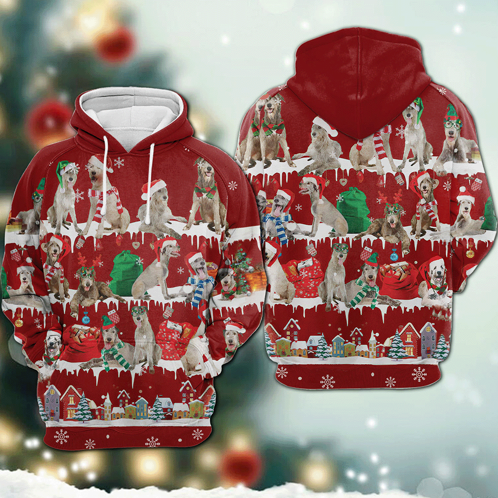 Irish Wolfhound - Snow Christmas - 3D Hoodie