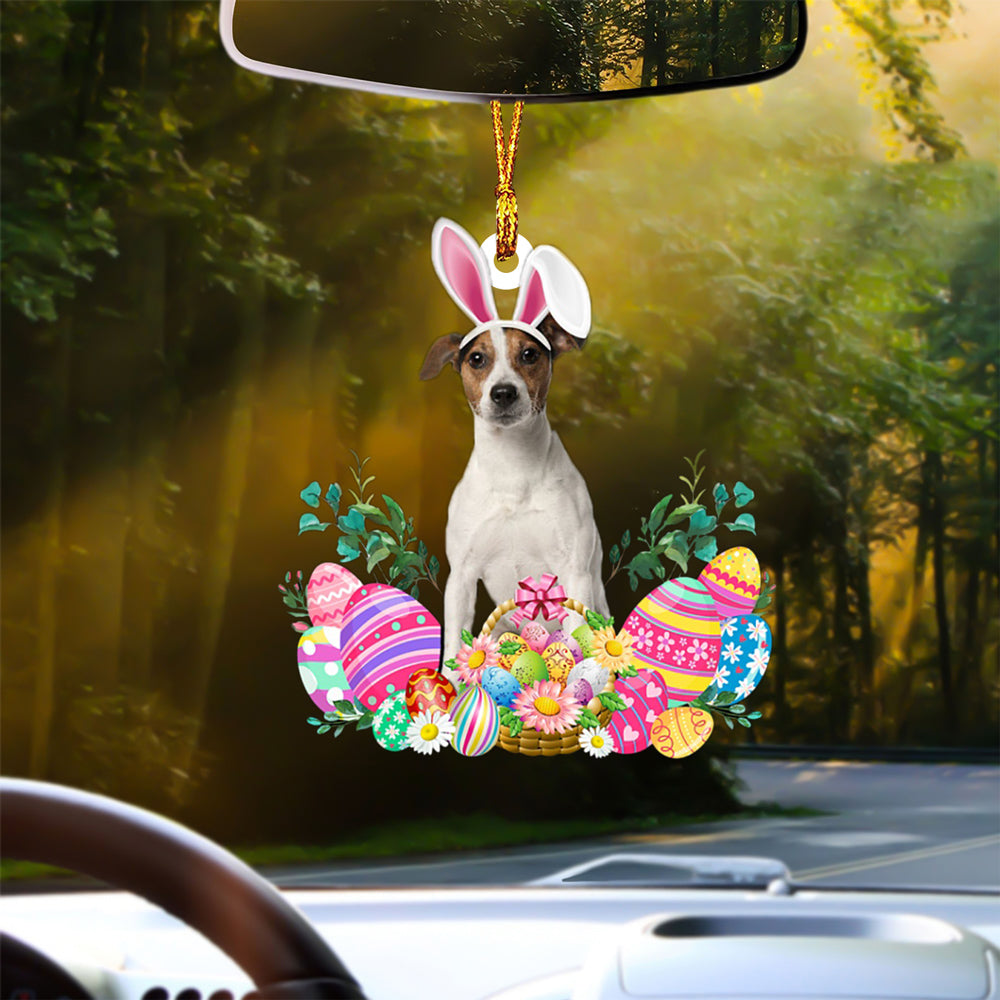 Jack Russell Terrier Happy Easter Car Hanging Ornament