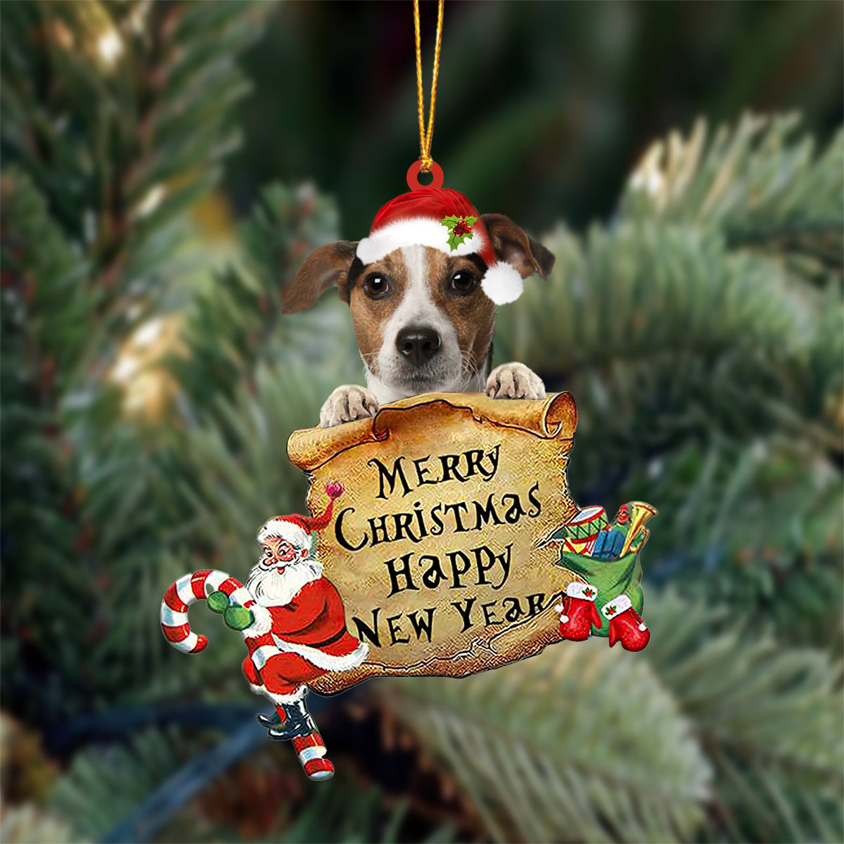 Jack Russell Terrier. Merry Christmas&Happy New Year Hanging Ornament