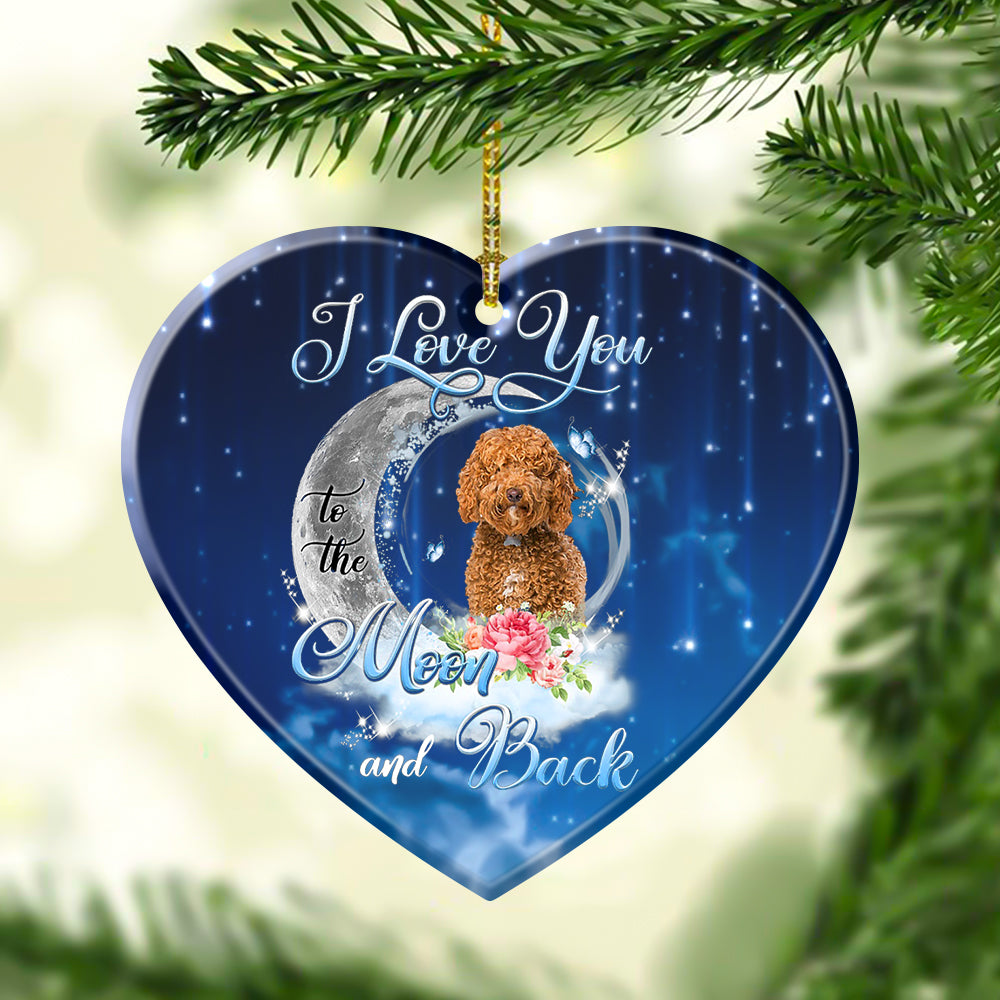 Labradoodle I Love You To The Moon And Back Heart Shape Ceramic Ornament
