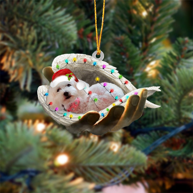 Maltipoo_1 Sleeping Angel In God Hand Christmas Ornament