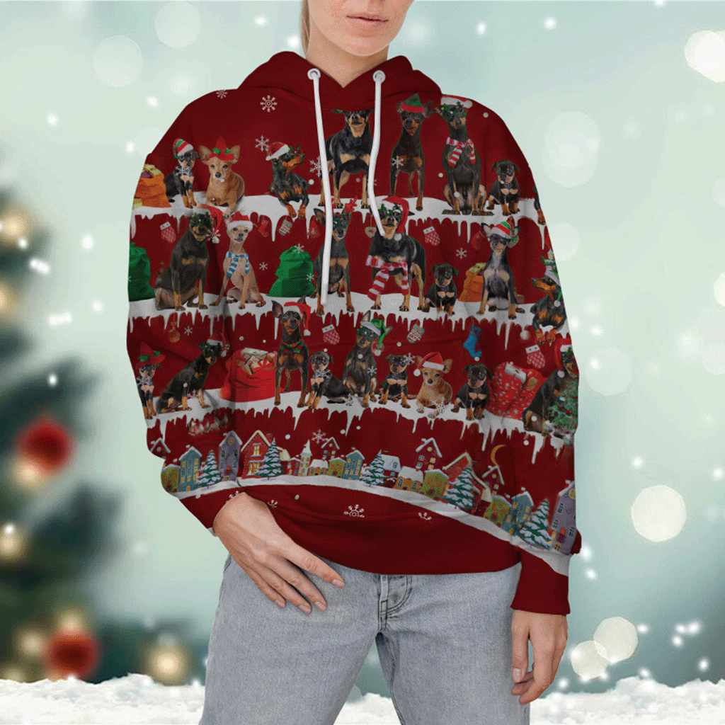 Miniature Pinscher - Snow Christmas - 3D Hoodie