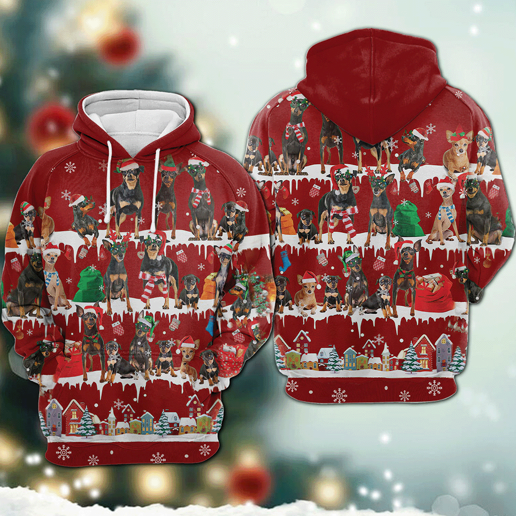 Miniature Pinscher - Snow Christmas - 3D Hoodie