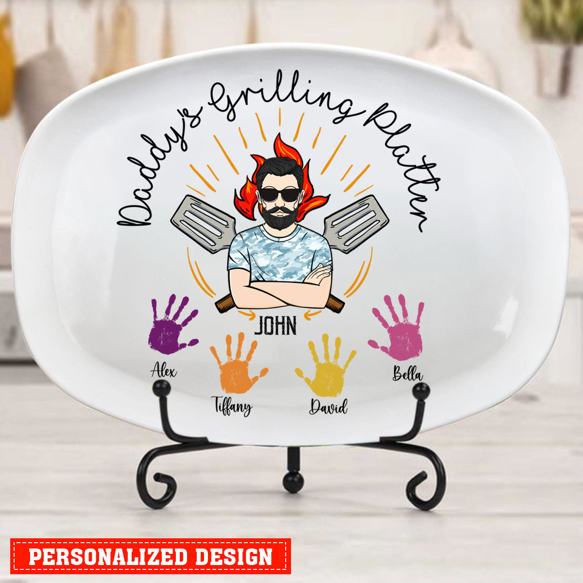 Personalized Grilling Platter, Daddy's Grilling Plate, BBQ Gifts