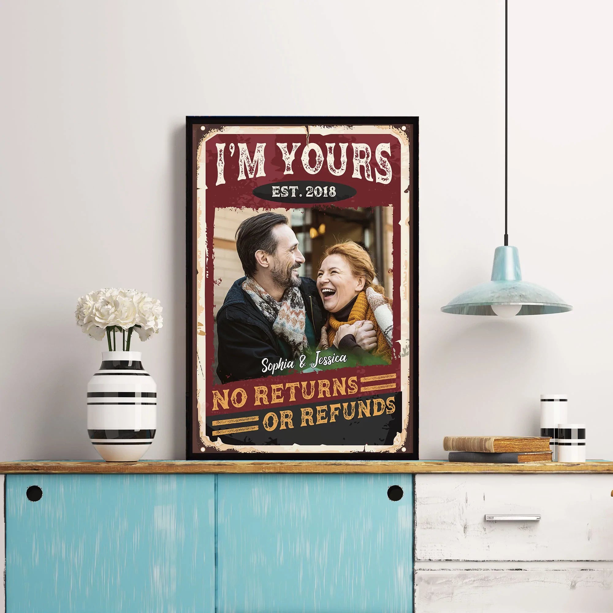No Returns Or Refunds - Personalized Poster/Canvas - Anniversary, Valentine, Birthday Gift For Spouse, Husband, Wife, Boyfriend, Girlfriend
