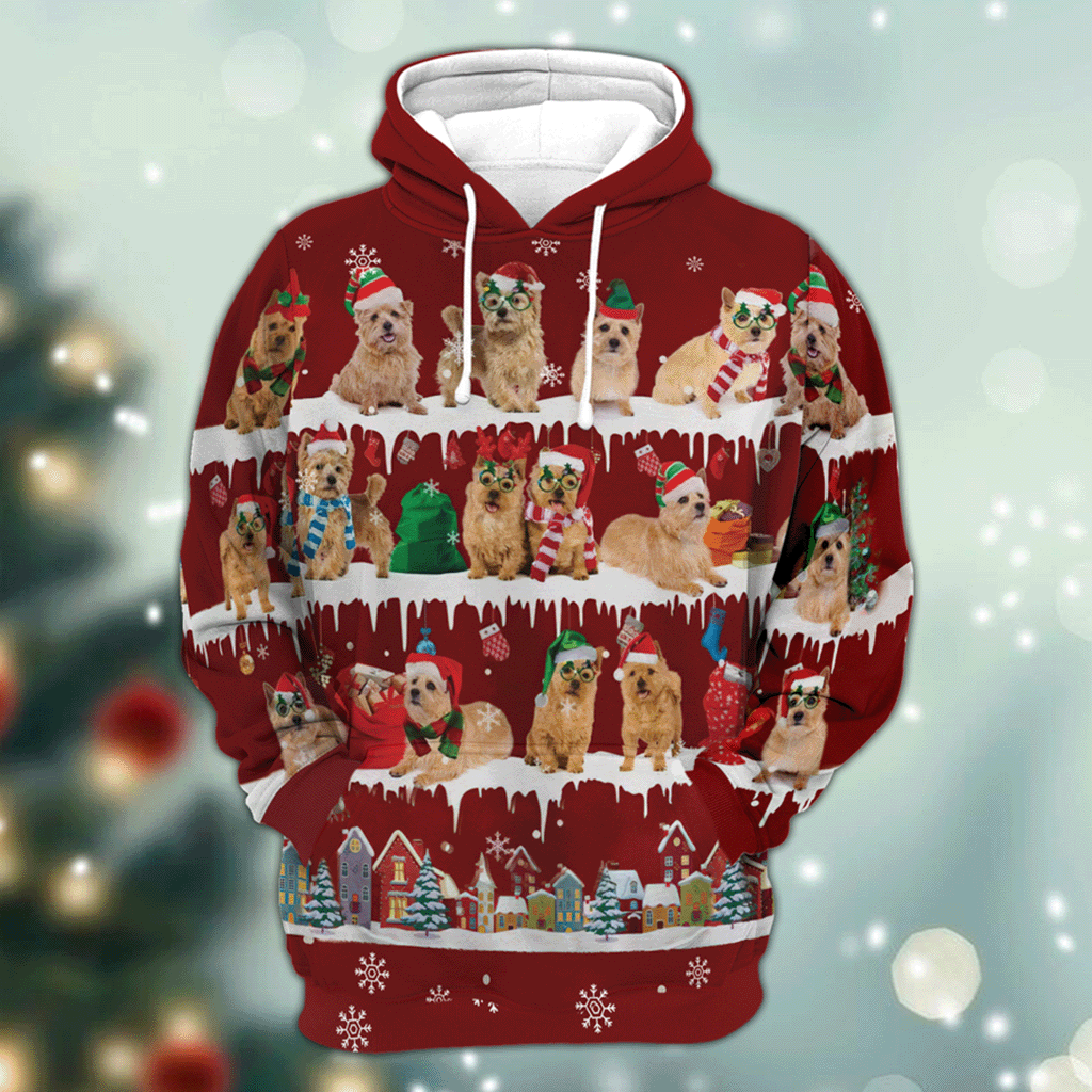 Norwich Terrier - Snow Christmas - 3D Hoodie