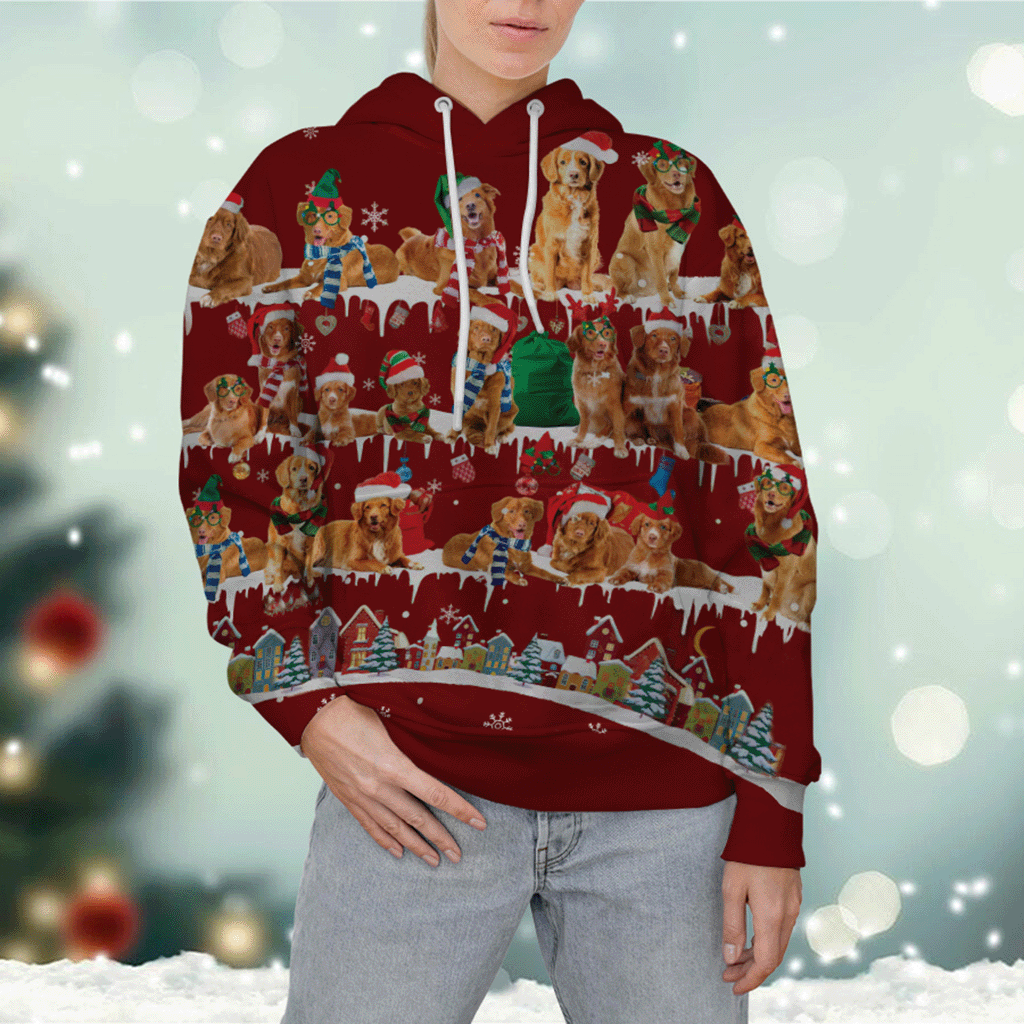 Nova Scotia Duck Tolling Retriever - Snow Christmas - 3D Hoodie