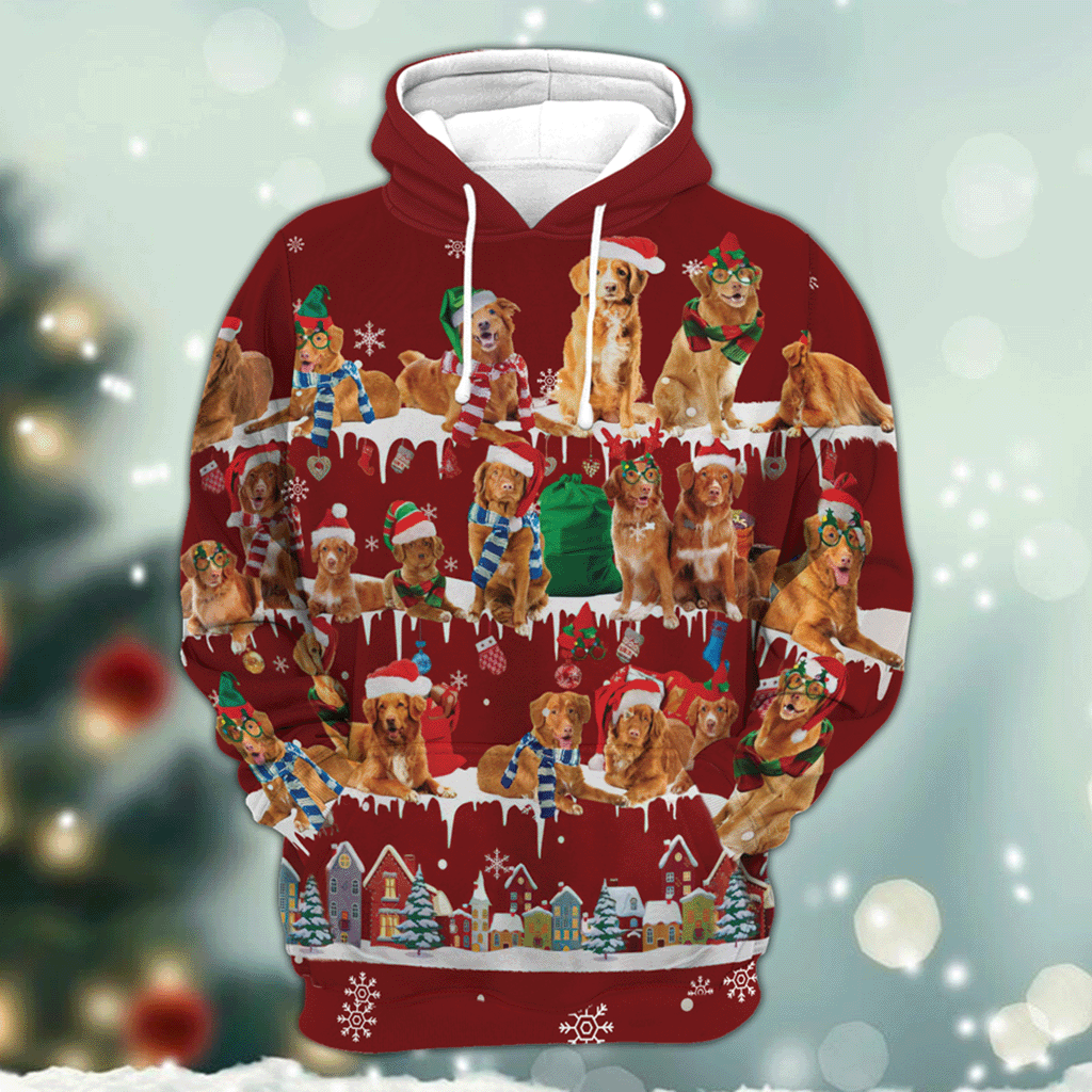 Nova Scotia Duck Tolling Retriever - Snow Christmas - 3D Hoodie