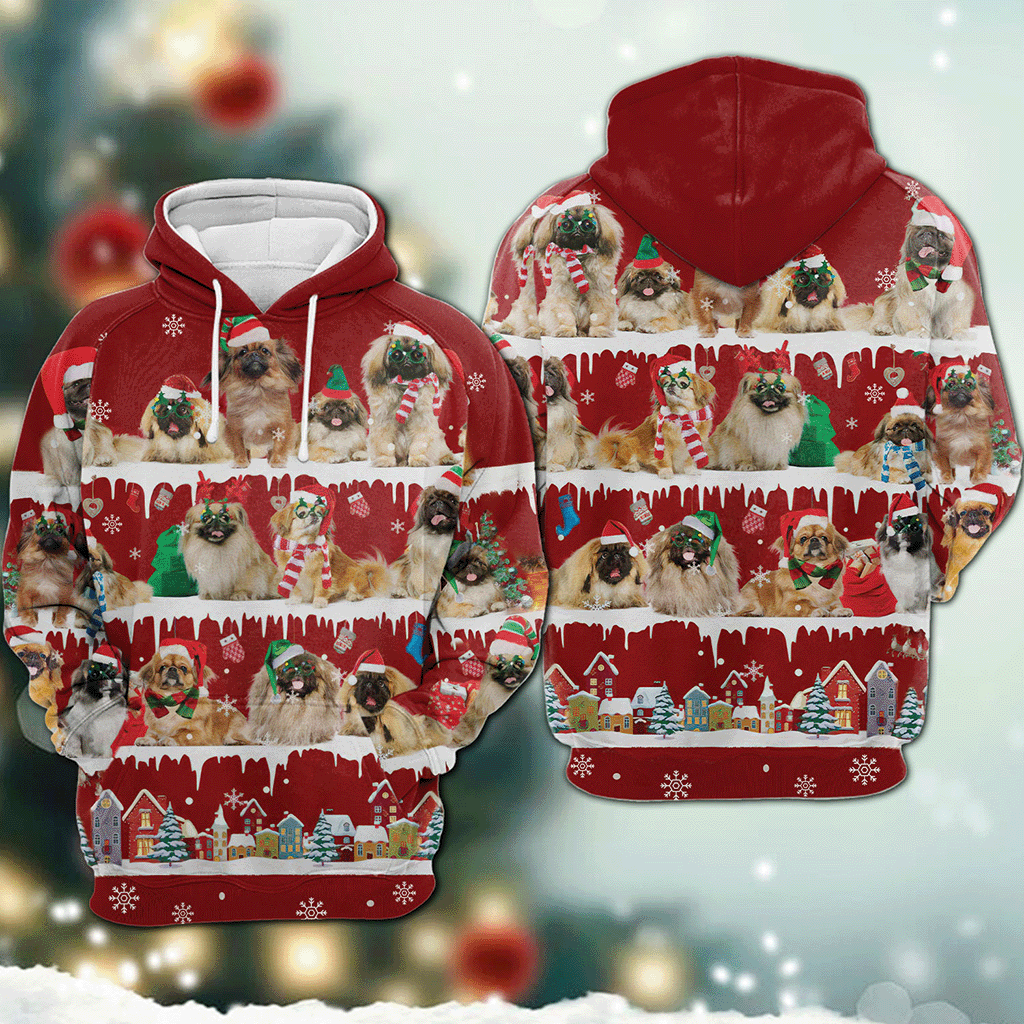 Pekingese - Snow Christmas - 3D Hoodie