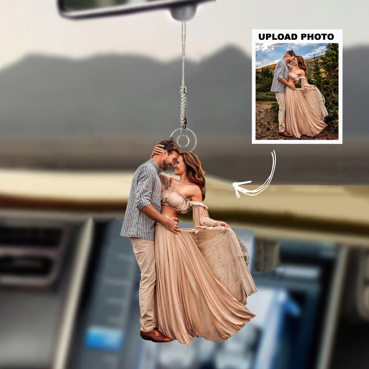 Happy Valentine‘s Day-Personalized Couple Upload Photo Hanging Ornament
