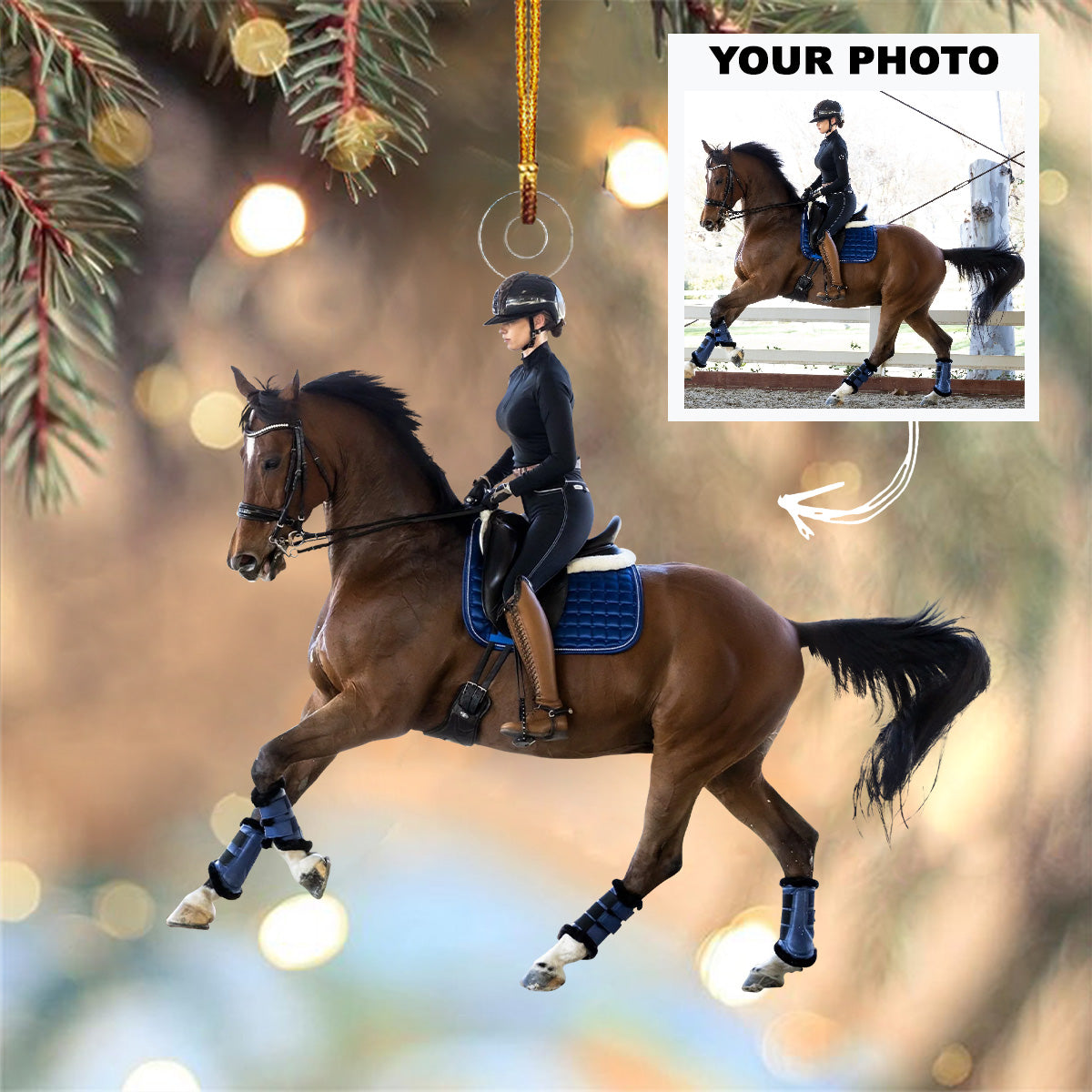 Personalized Horse Riding Upload Photo Christmas Ornament-Gift For Horse Lovers