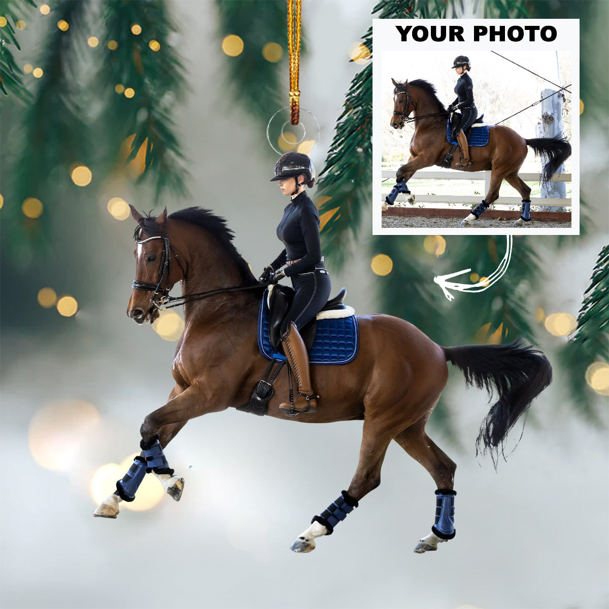 Personalized Horse Riding Upload Photo Christmas Ornament-Gift For Horse Lovers