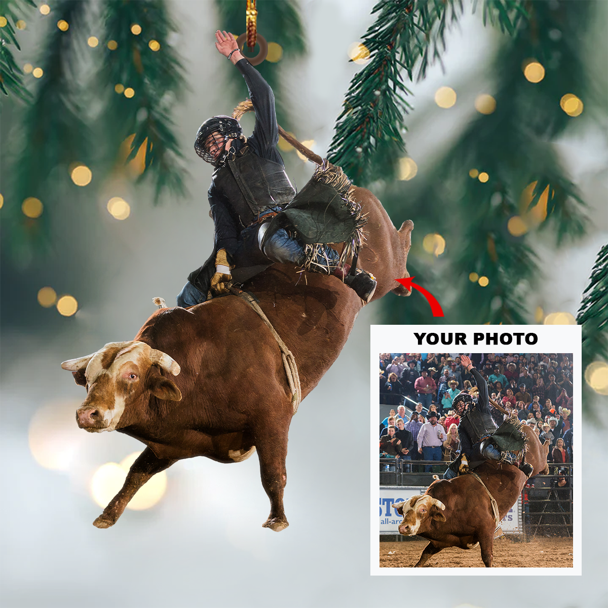 Personalized Cowboy Upload Photo Christmas Ornament