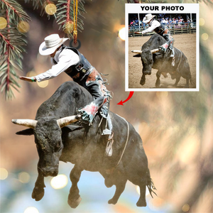Personalized Cowboy Upload Photo Christmas Ornament