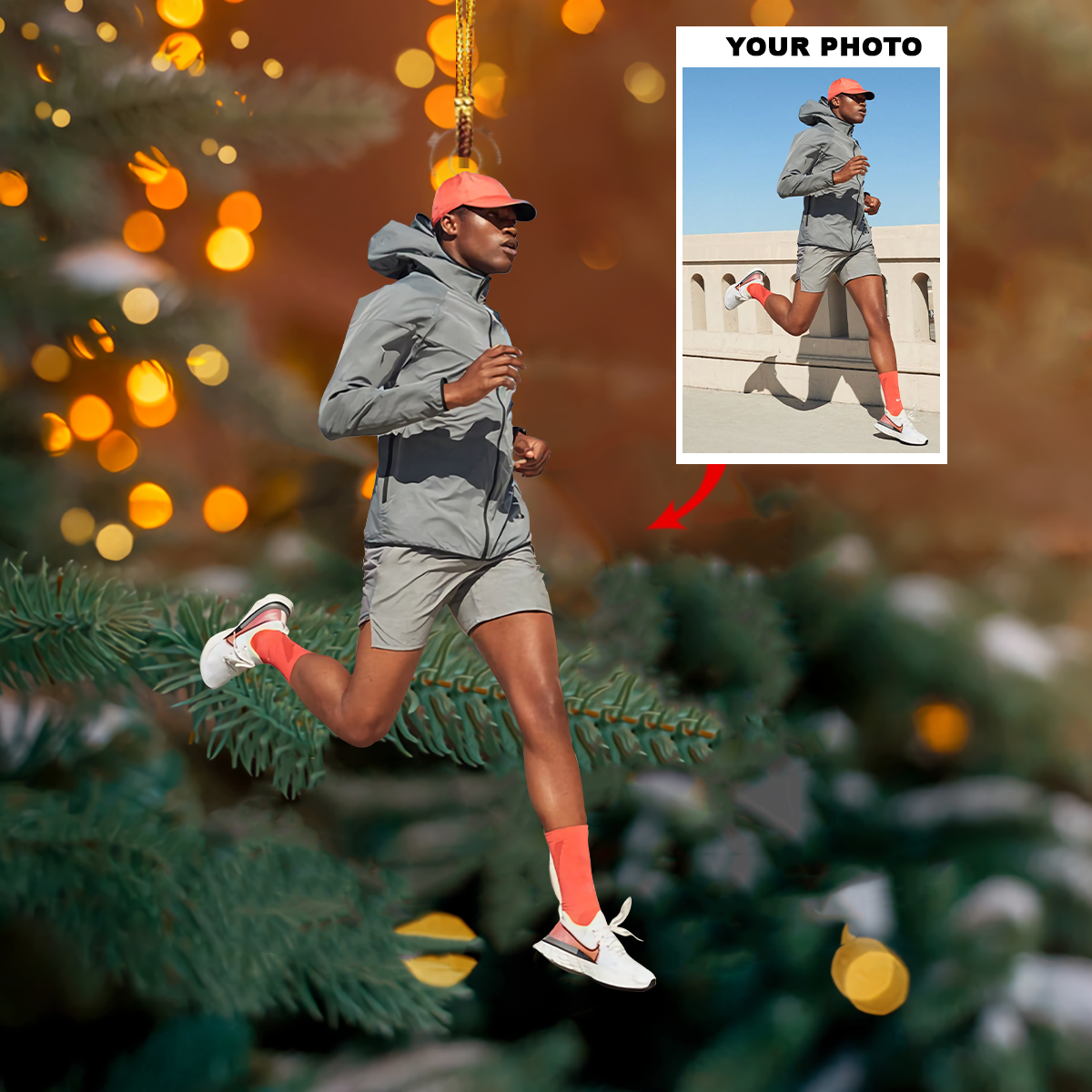 Personalized Jogging/Running Upload Photo Christmas Ornament
