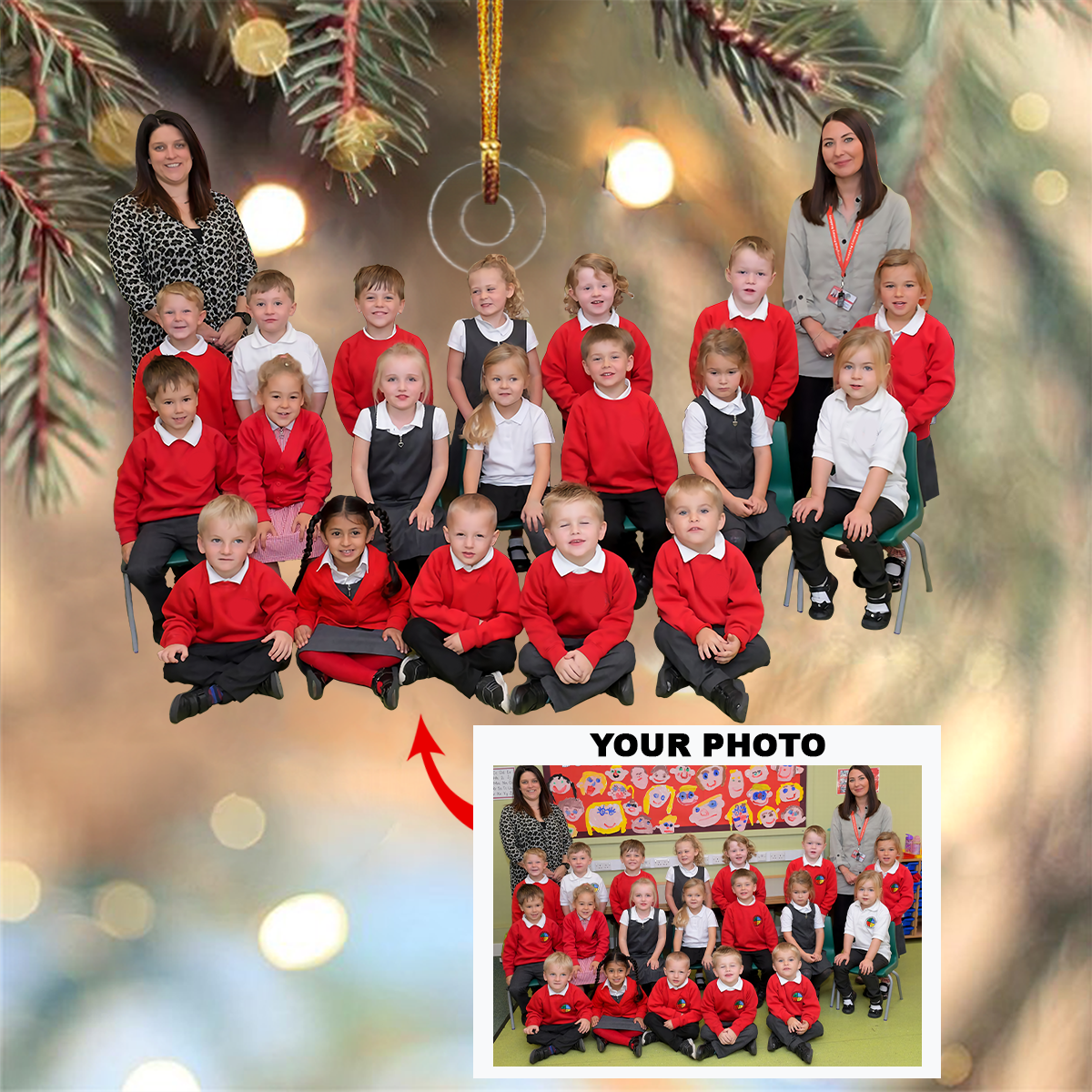 Personalized Class Photo Christmas Ornament
