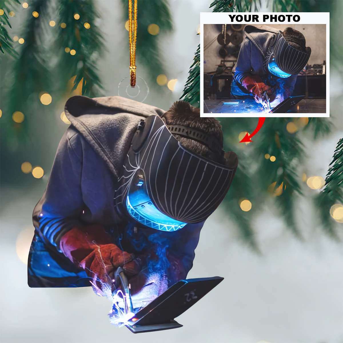 Personalized Welder Upload Photo Christmas Ornament