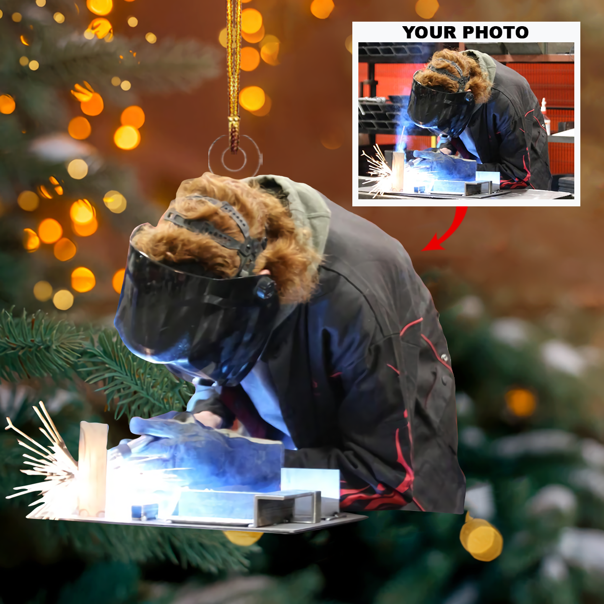 Personalized Welder Upload Photo Christmas Ornament