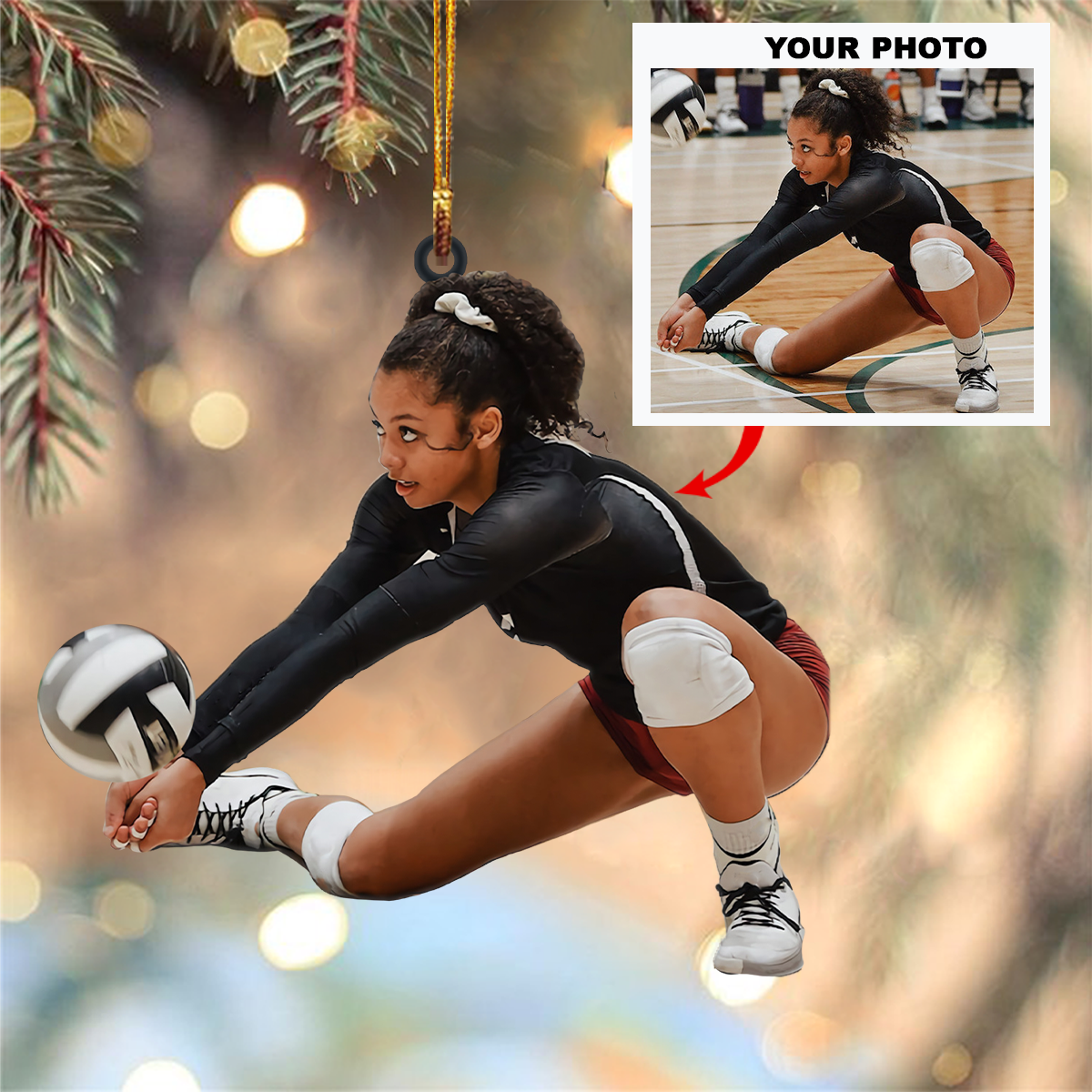 Personalized Volleyball Player Upload Photo Christmas Ornament