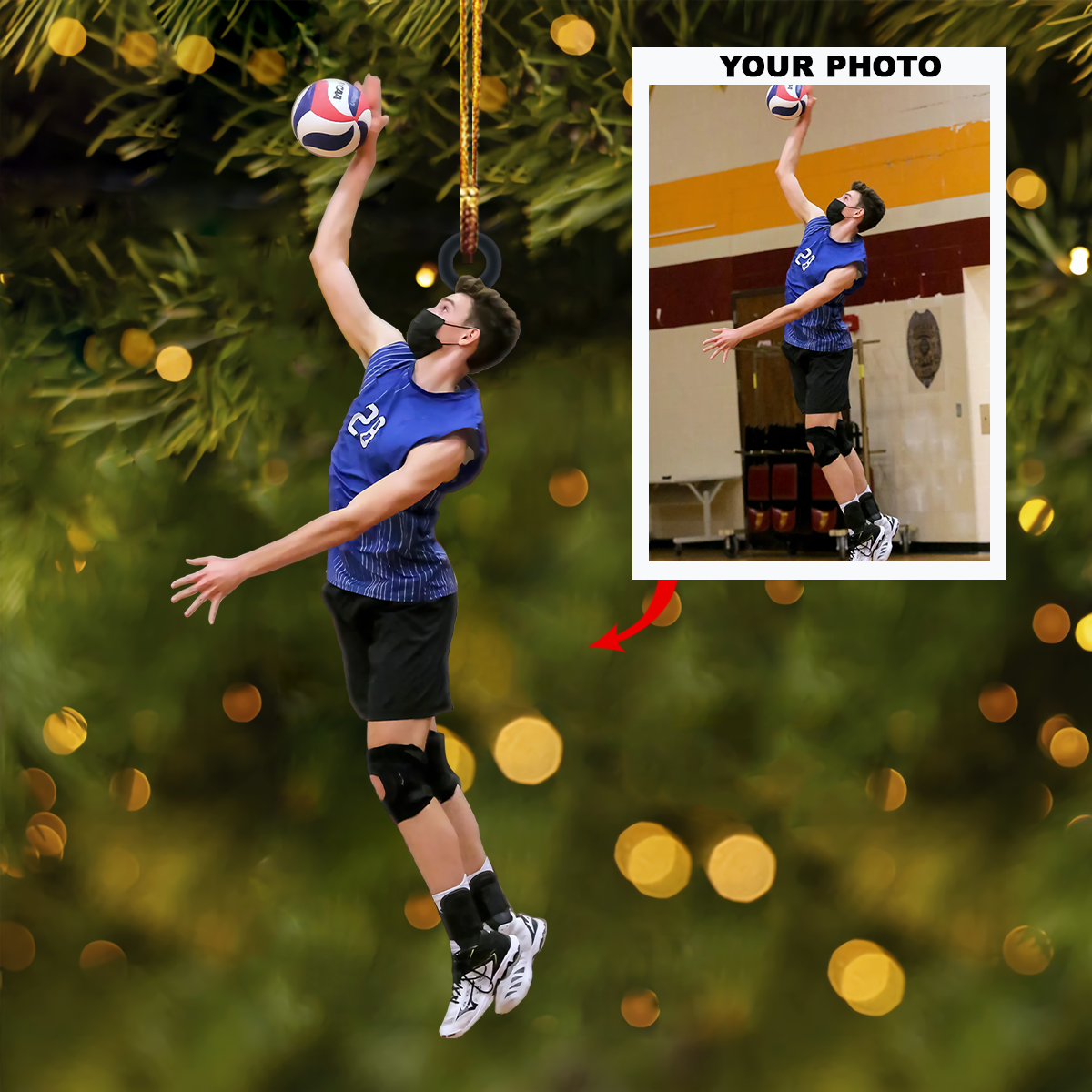 Personalized Volleyball Player Upload Photo Christmas Ornament