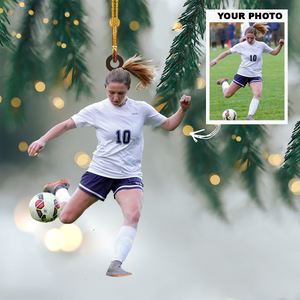 Personalized Soccer Player Photo Christmas Ornament