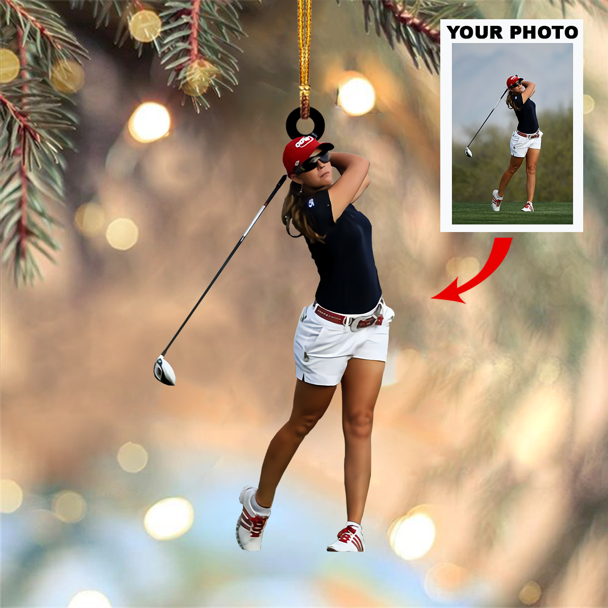 Personalized Golfer Photo Christmas Ornament