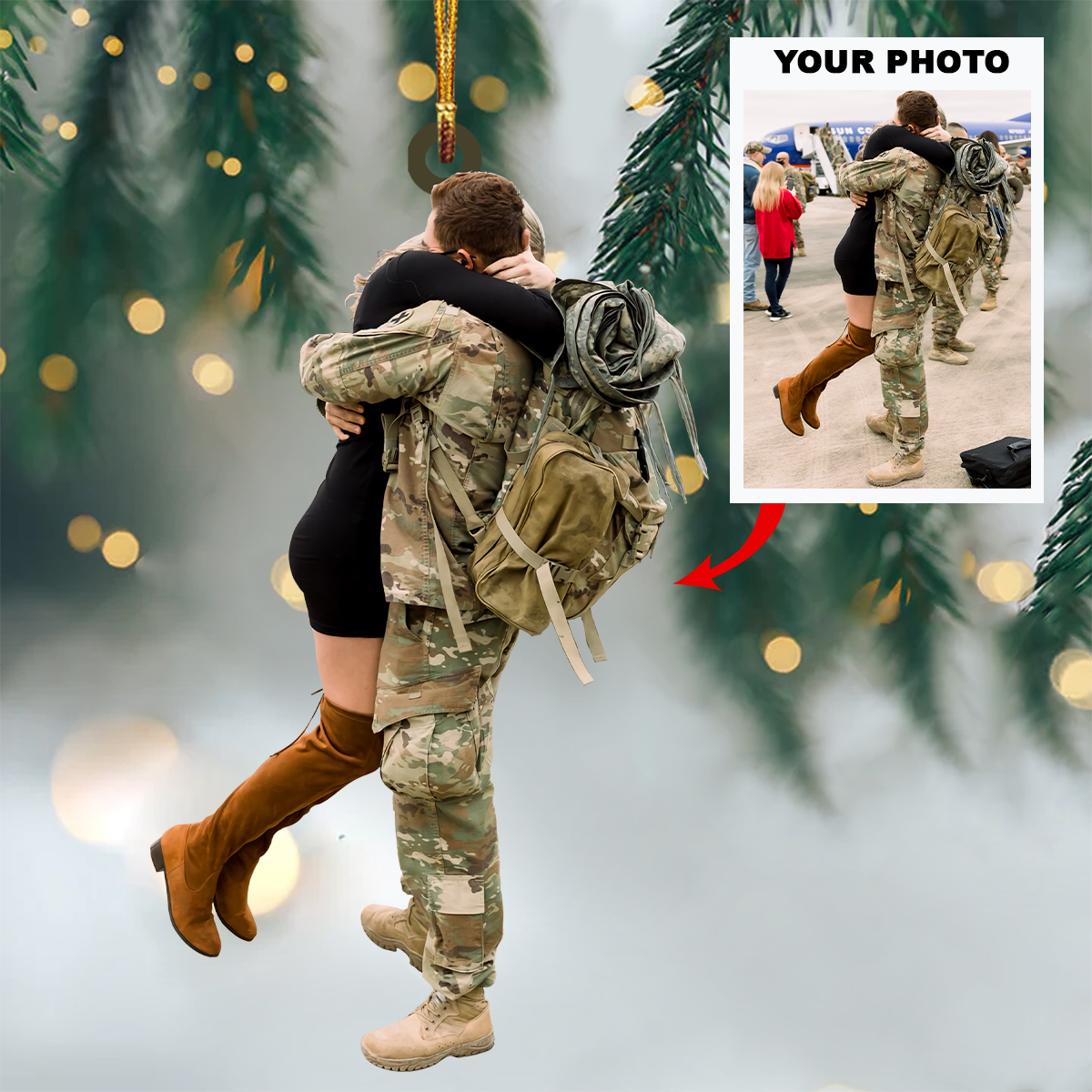 Personalized Army/Military Couple /Family Upload Photo Christmas Ornament