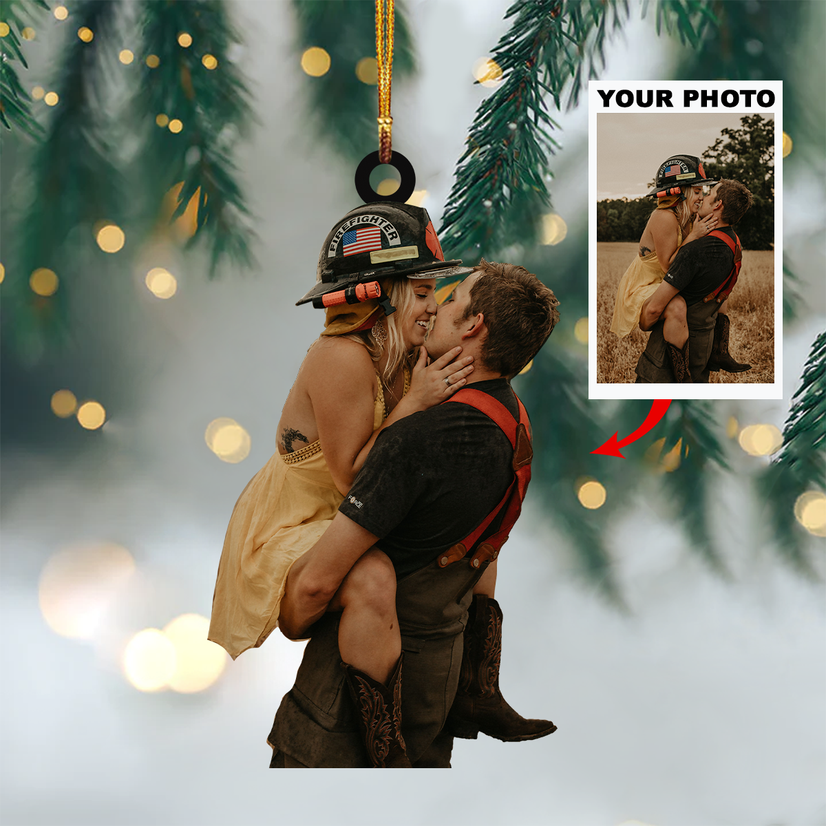 Personalized Firefighter Photo Christmas Ornament