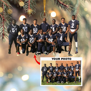 Personalized American Football Player Upload Photo Christmas Ornament