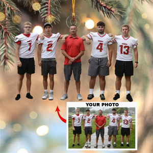 Personalized American Football Player Upload Photo Christmas Ornament