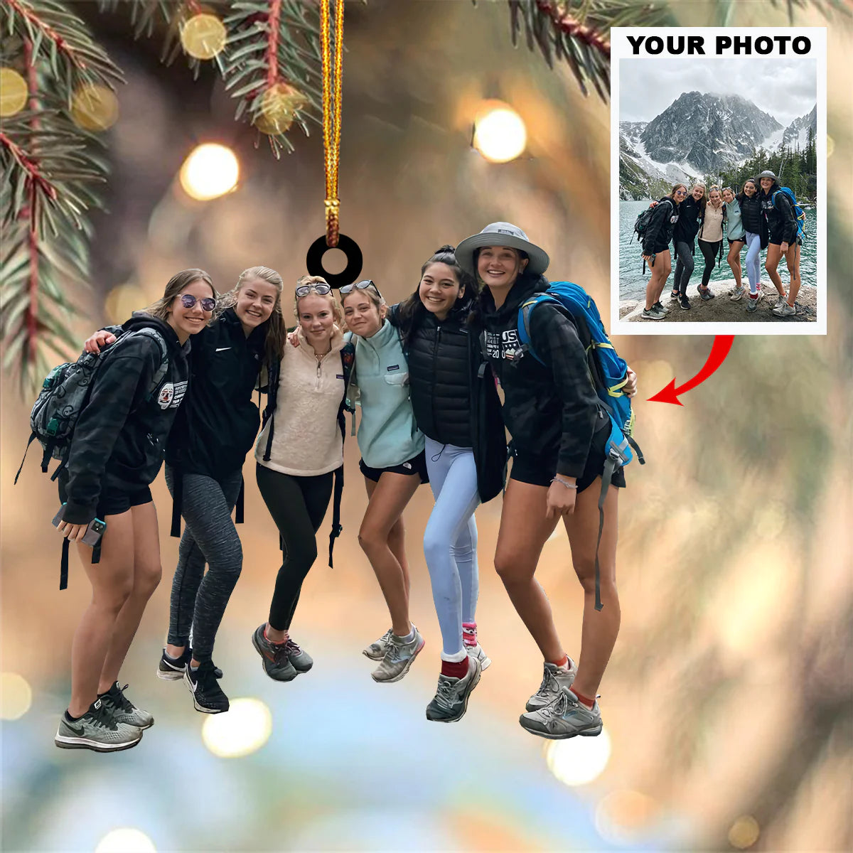 Personalized Hiking Upload Photo Christmas Ornament
