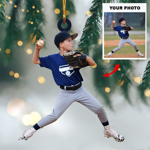 Personalized Baseball/Softball Kids Upload Photo Christmas Ornament