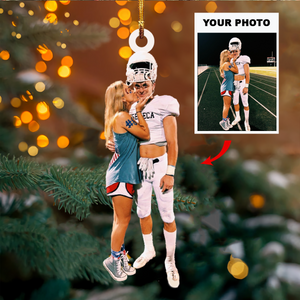 Personalized American Football Player Upload Photo Christmas Ornament