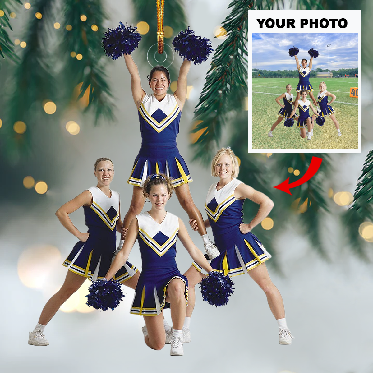 Personalized Cheerleading Friends Upload Photo Christmas Ornament