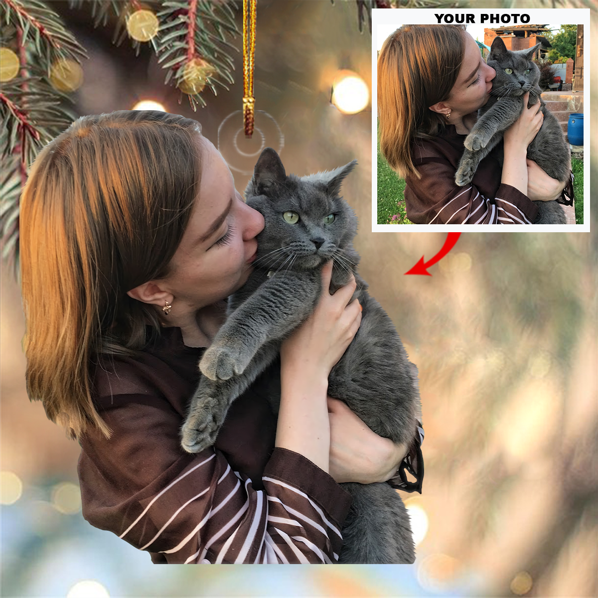 Personalized Pet Upload Photo Christmas Ornament-Gift For Pet Lovers