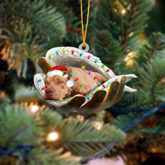 Pit Bull Sleeping Angel In God Hand Christmas Ornament