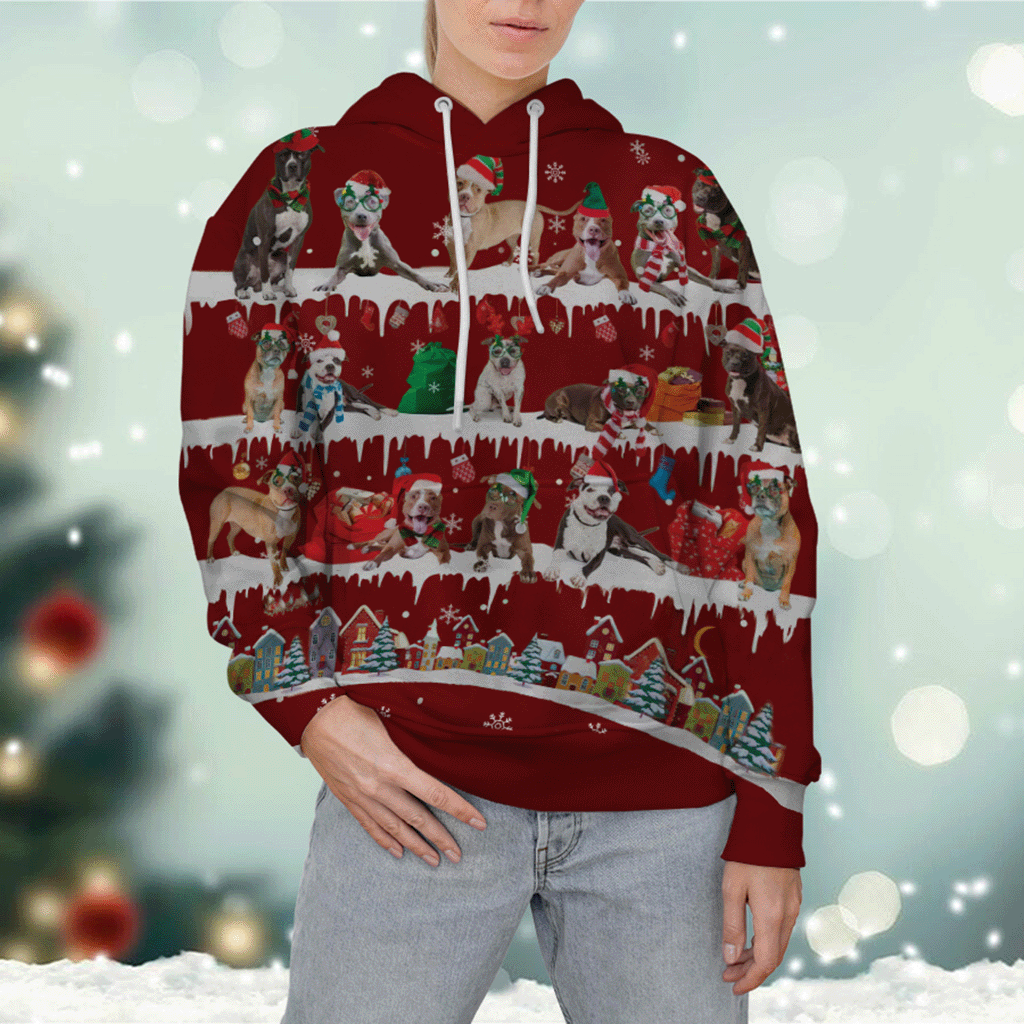 Pitbull - Snow Christmas - 3D Hoodie
