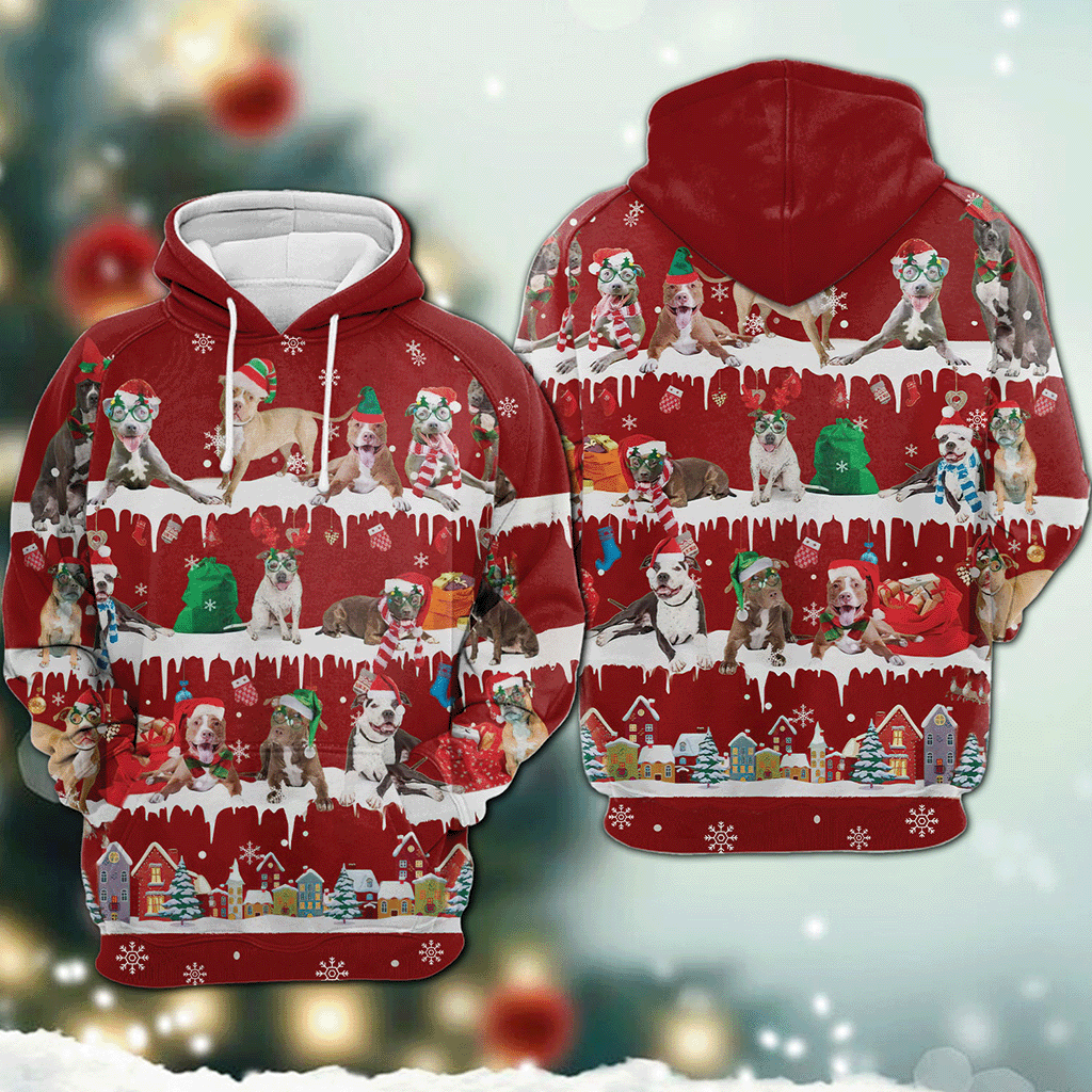 Pitbull - Snow Christmas - 3D Hoodie